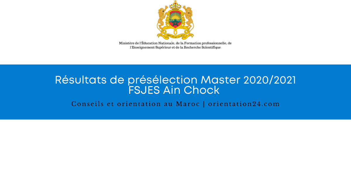 Résultats De Présélection Master 2020 2021 Fsjes Ain Chock