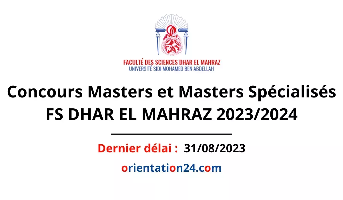 Concours Masters et Masters Spécialisés FS DHAR EL MAHRAZ 2023/2024