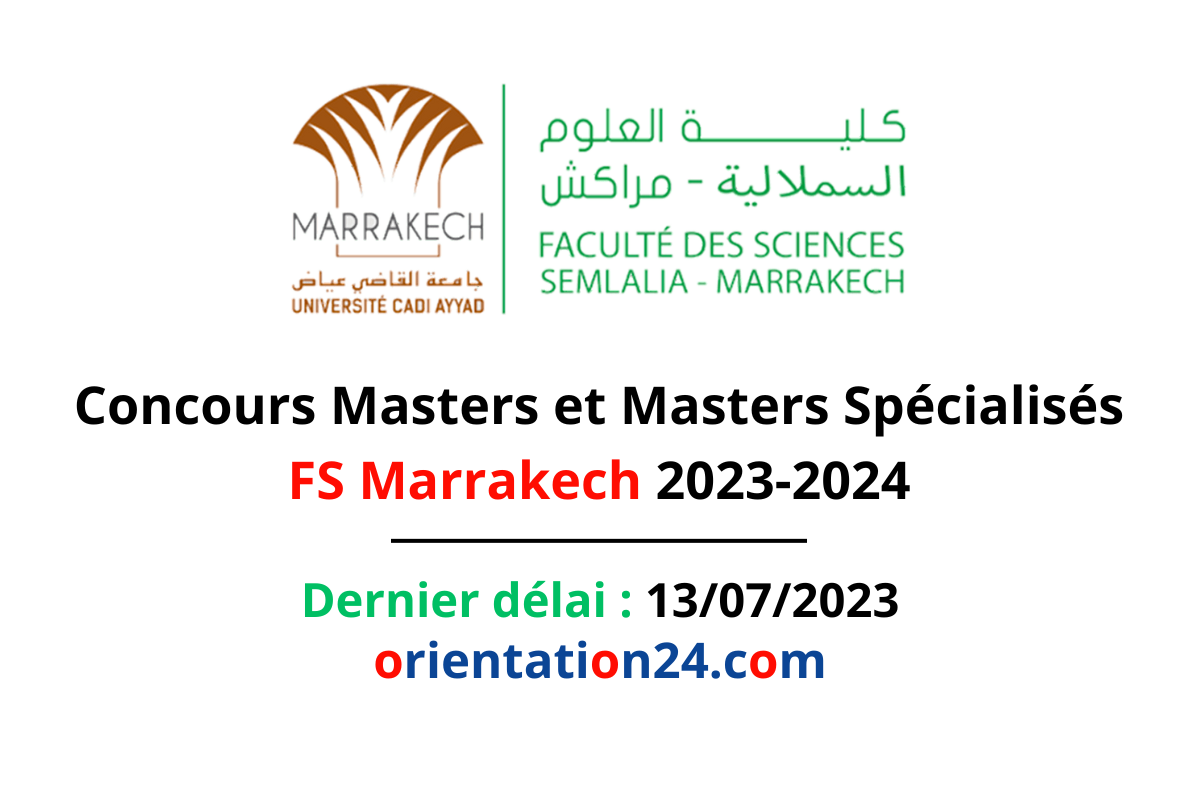 Concours Masters et Masters Spécialisés FS Marrakech 2023-2024