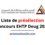 Résultats présélection concours EHTP Deug 2023