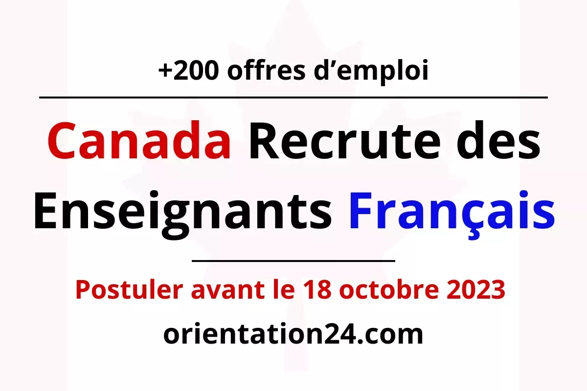 Emploi Canada France 2023 - Recrutement des enseignants français au Canada