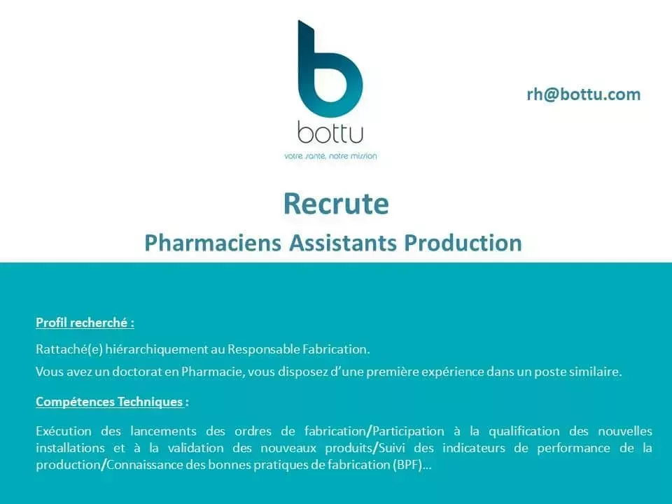 Bottu recrute des Pharmaciens As