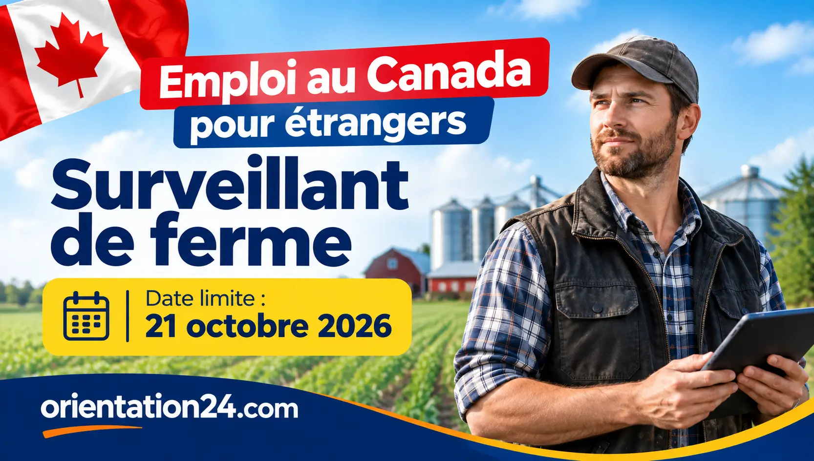 Emploi au Canada pour étrangers : Surveillant de ferme à 32 $/heure