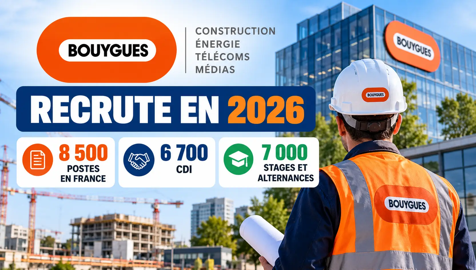 Bouygues recrute en 2026 : 8 500 postes en France