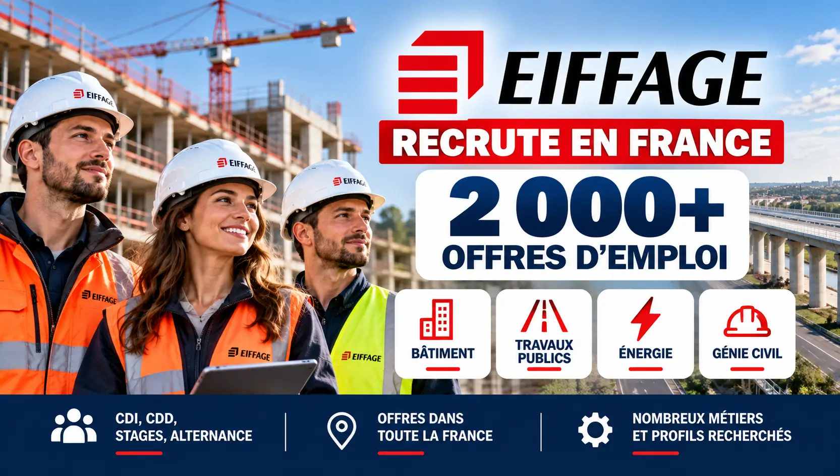 Eiffage recrute en France : près de 2 000 offres d’emploi