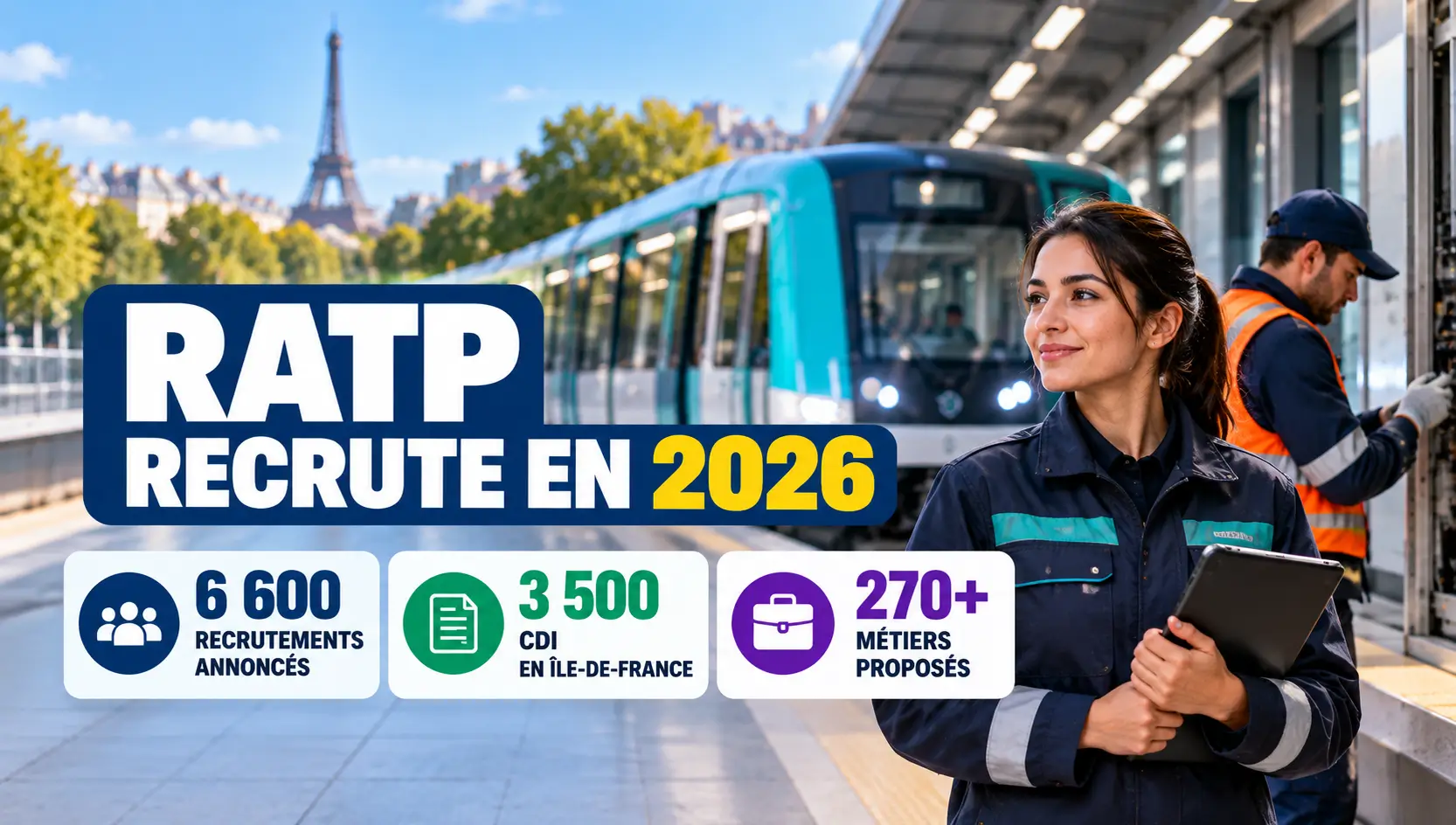 RATP recrute en 2026 : 6 600 postes à pourvoir