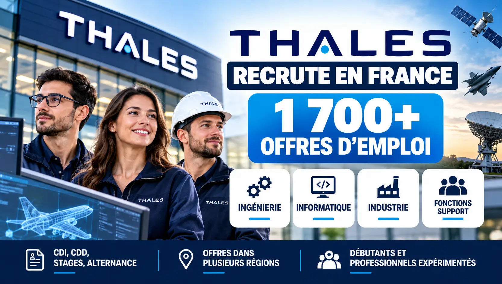 Thales recrute en France en 2026 : plus de 1 700 offres d’emploi
